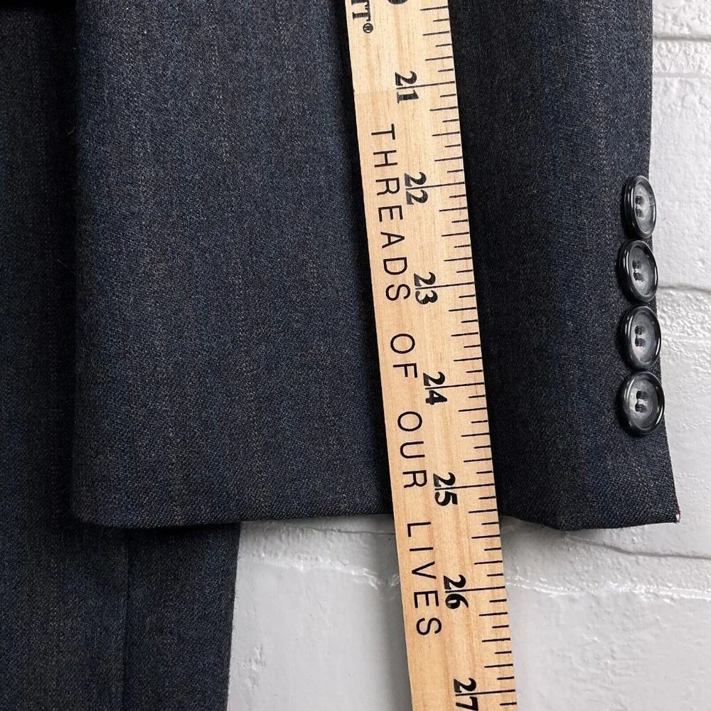 Evan Picone Blazer Men 42R Gray‎ Blue Stripe Classic Career Wool VTG USA 80s